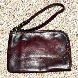 FRYE Burgundy Leather Wristlet Wallet - Discount Shipping